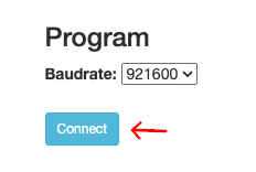 The 'connect' button in the 'program' section